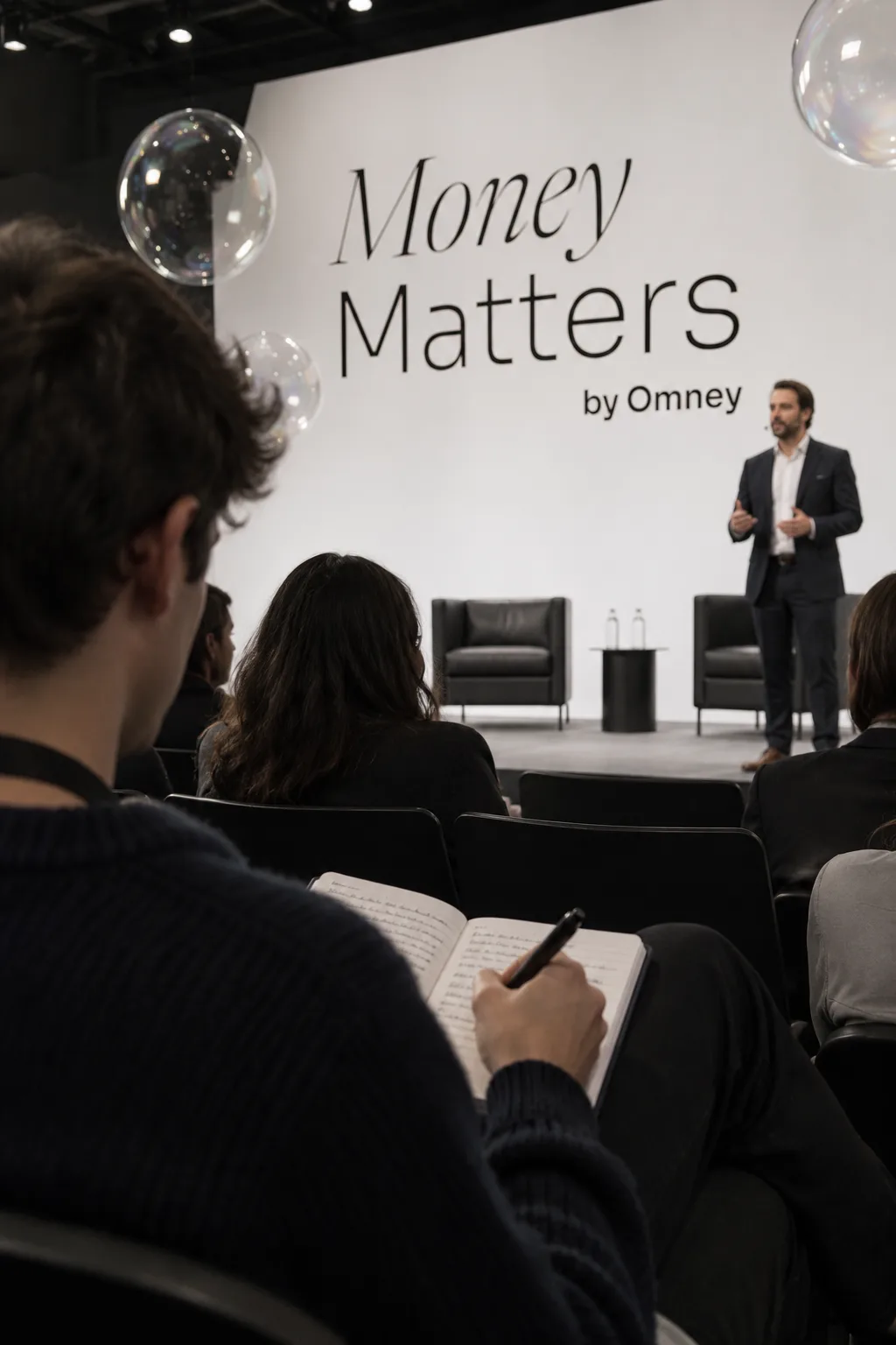 Un partecipante prende appunti durante un talk