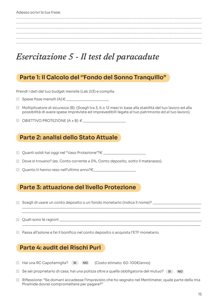 Pagina 15 dell’eserciziario